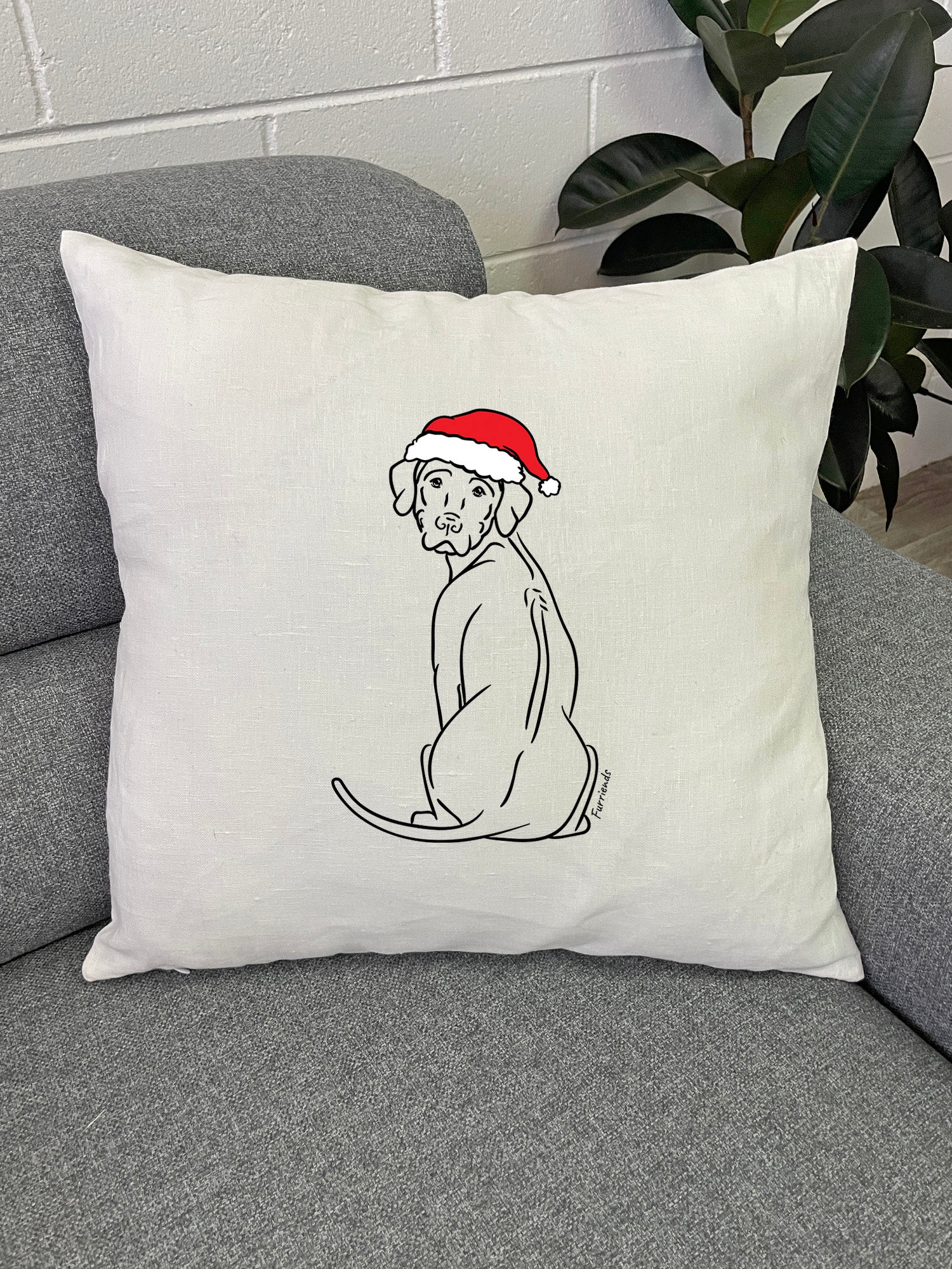 Rhodesian Ridgeback Christmas Edition Linen Cushion Cover