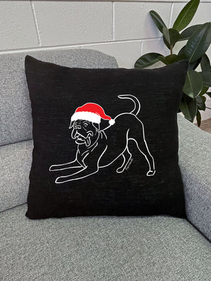 Boxer Christmas Edition Linen Cushion Cover