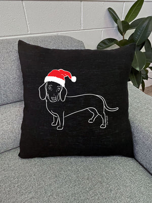 Dachshund Christmas Edition Linen Cushion Cover