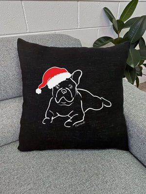 French Bulldog Christmas Edition Linen Cushion Cover