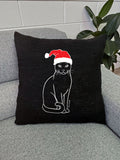 Russian Blue Christmas Edition Linen Cushion Cover