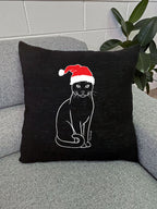 Russian Blue Christmas Edition Linen Cushion Cover