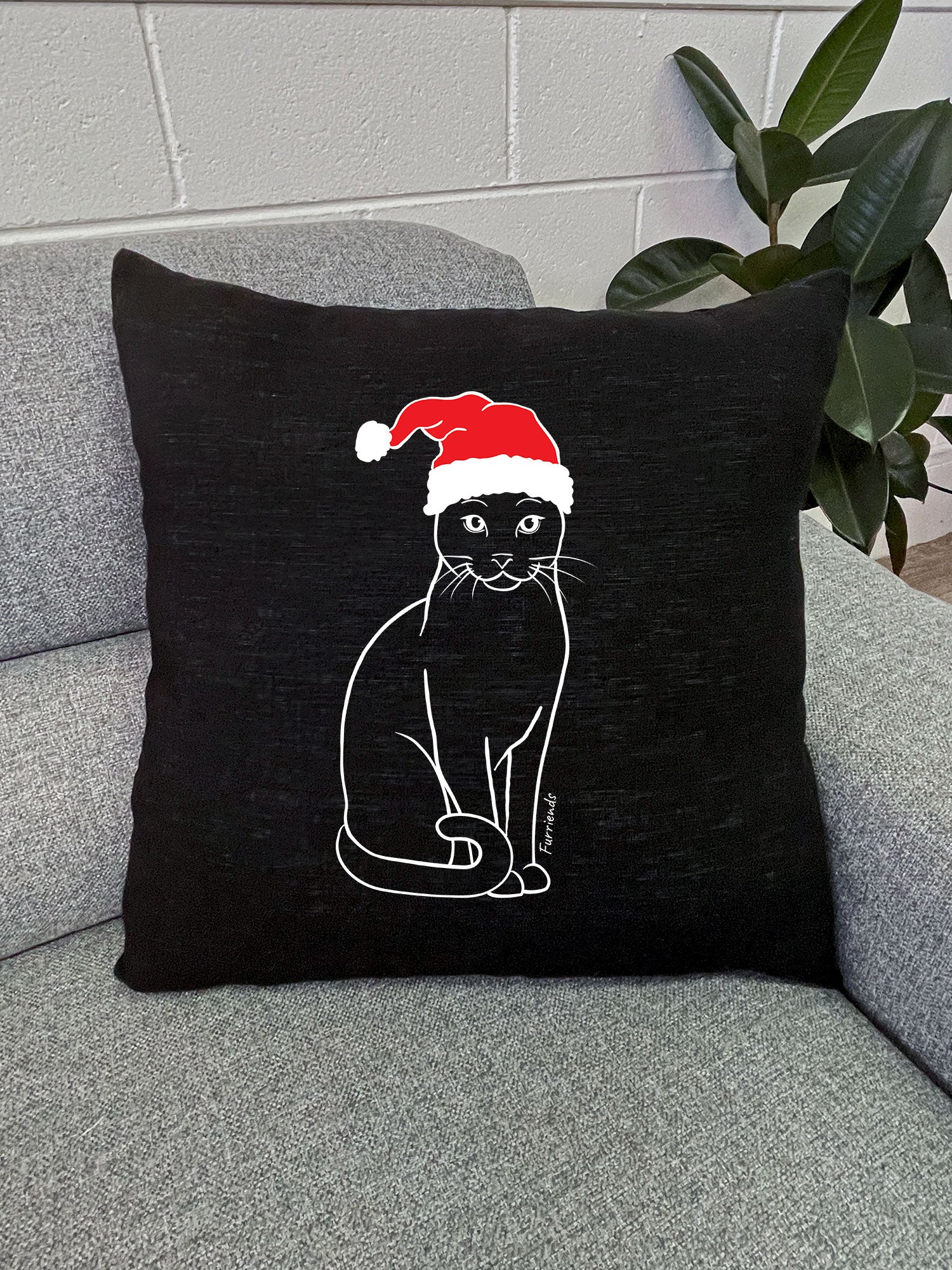 Russian Blue Christmas Edition Linen Cushion Cover