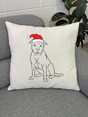 American Staffordshire Terrier Christmas Edition Linen Cushion Cover