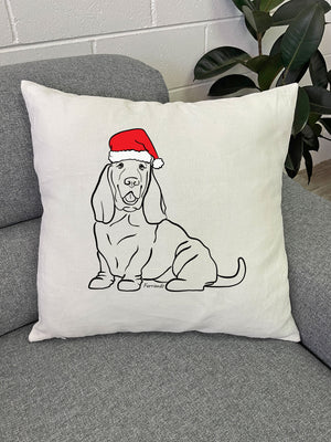 Basset Hound Christmas Edition Linen Cushion Cover