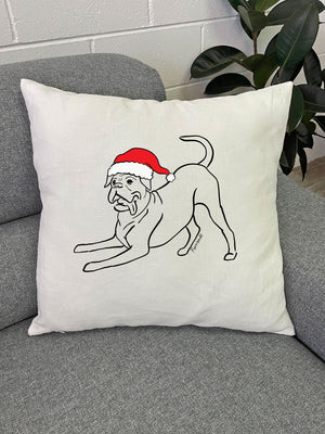 Boxer Christmas Edition Linen Cushion Cover
