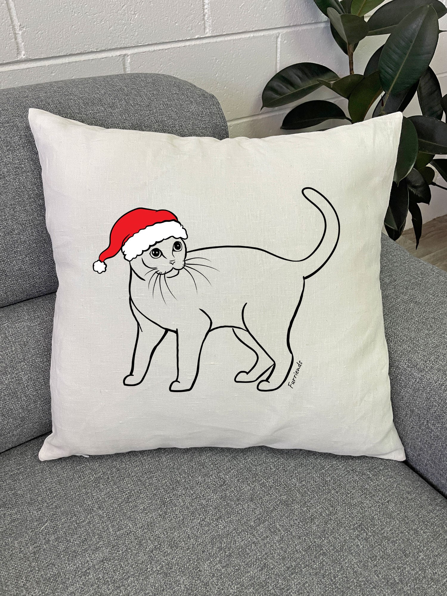 Burmese Christmas Edition Linen Cushion Cover