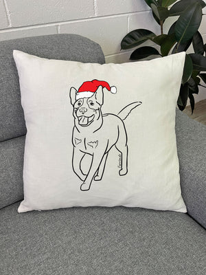 Australian Cattle Dog Christmas Edition Linen Cushion Cover
