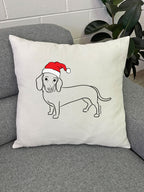 Dachshund Christmas Edition Linen Cushion Cover
