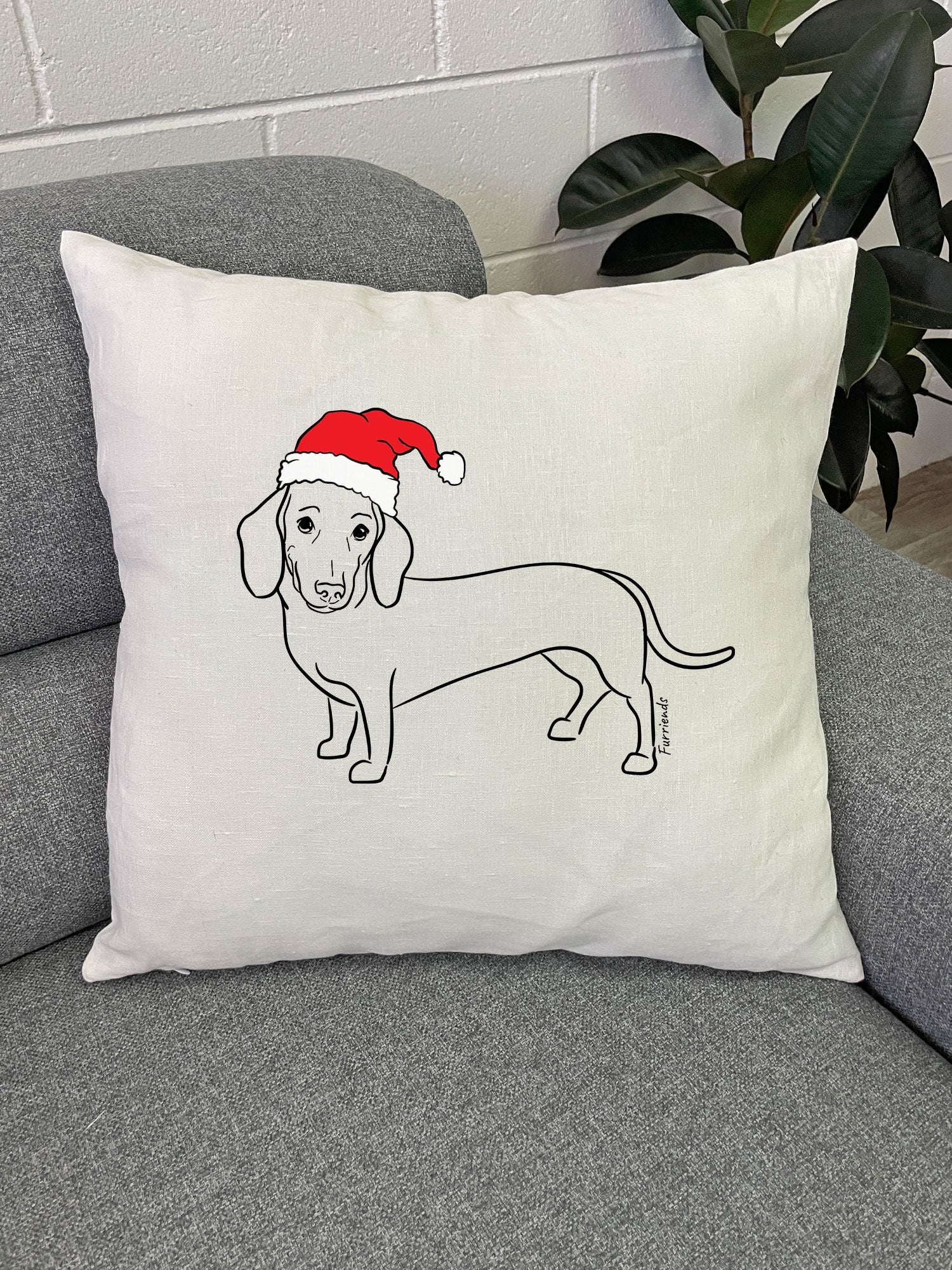 Dachshund Christmas Edition Linen Cushion Cover