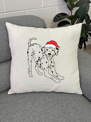 Dalmatian Christmas Edition Linen Cushion Cover