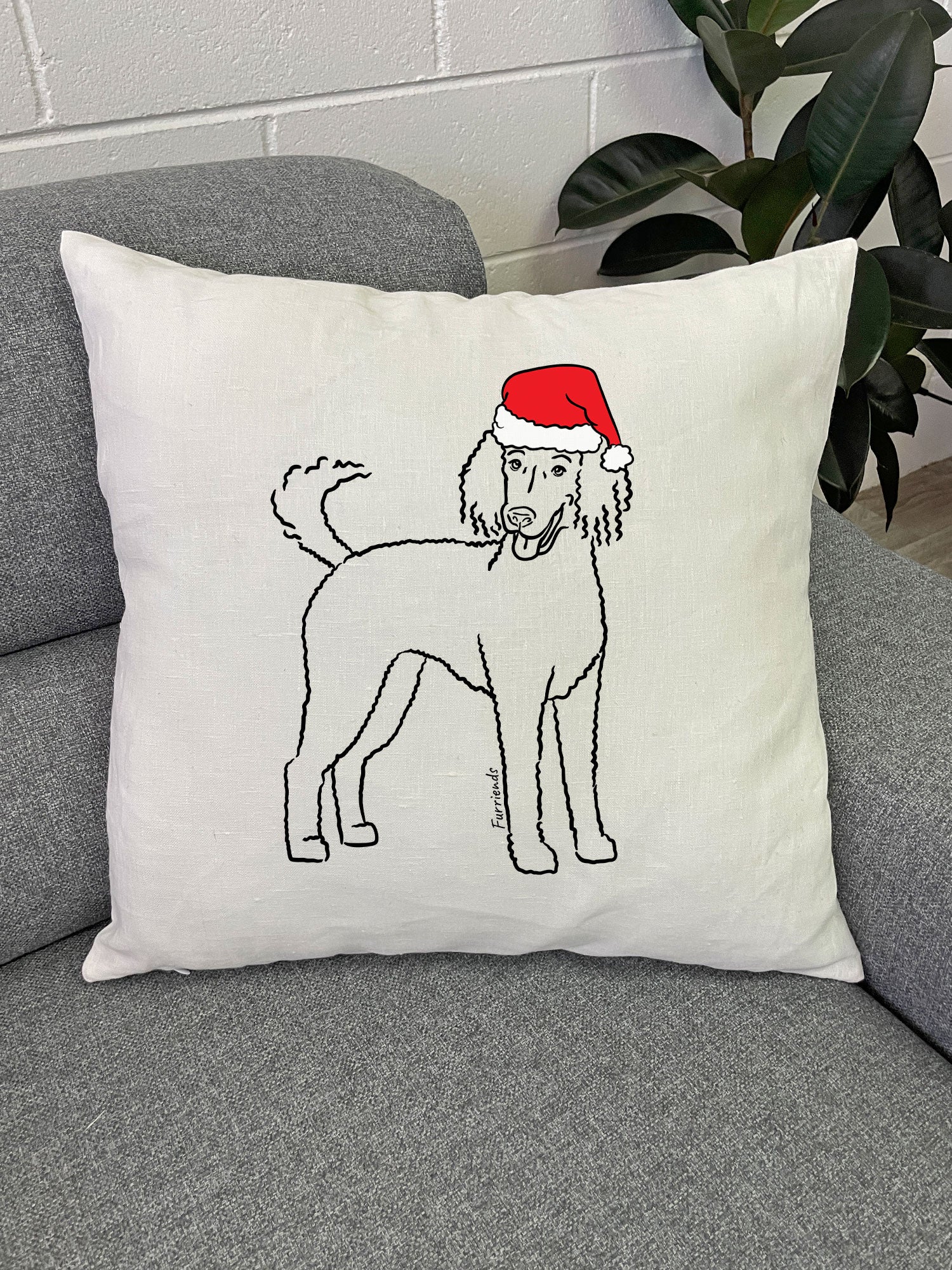 Poodle Christmas Edition Linen Cushion Cover