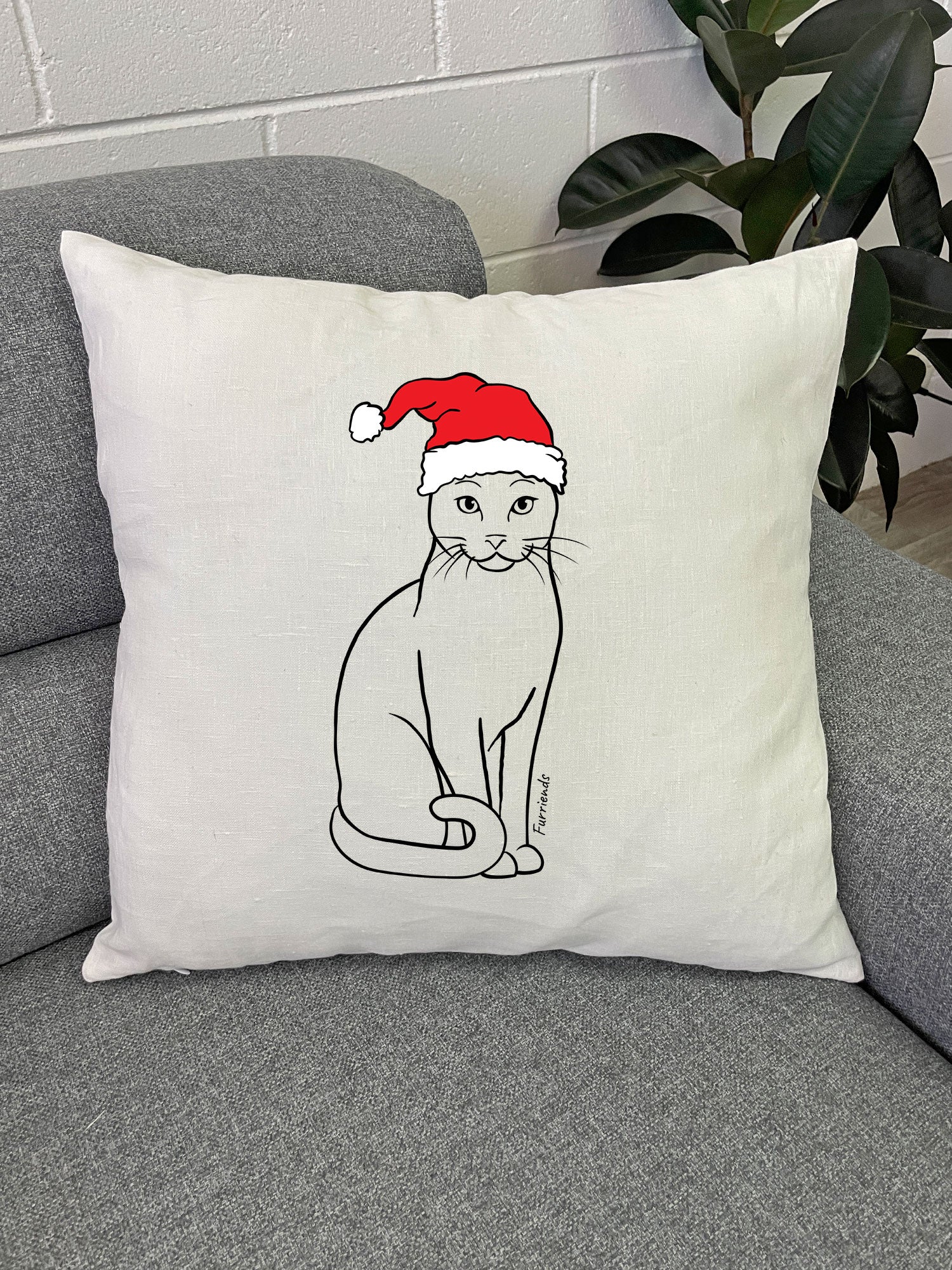 Russian Blue Christmas Edition Linen Cushion Cover
