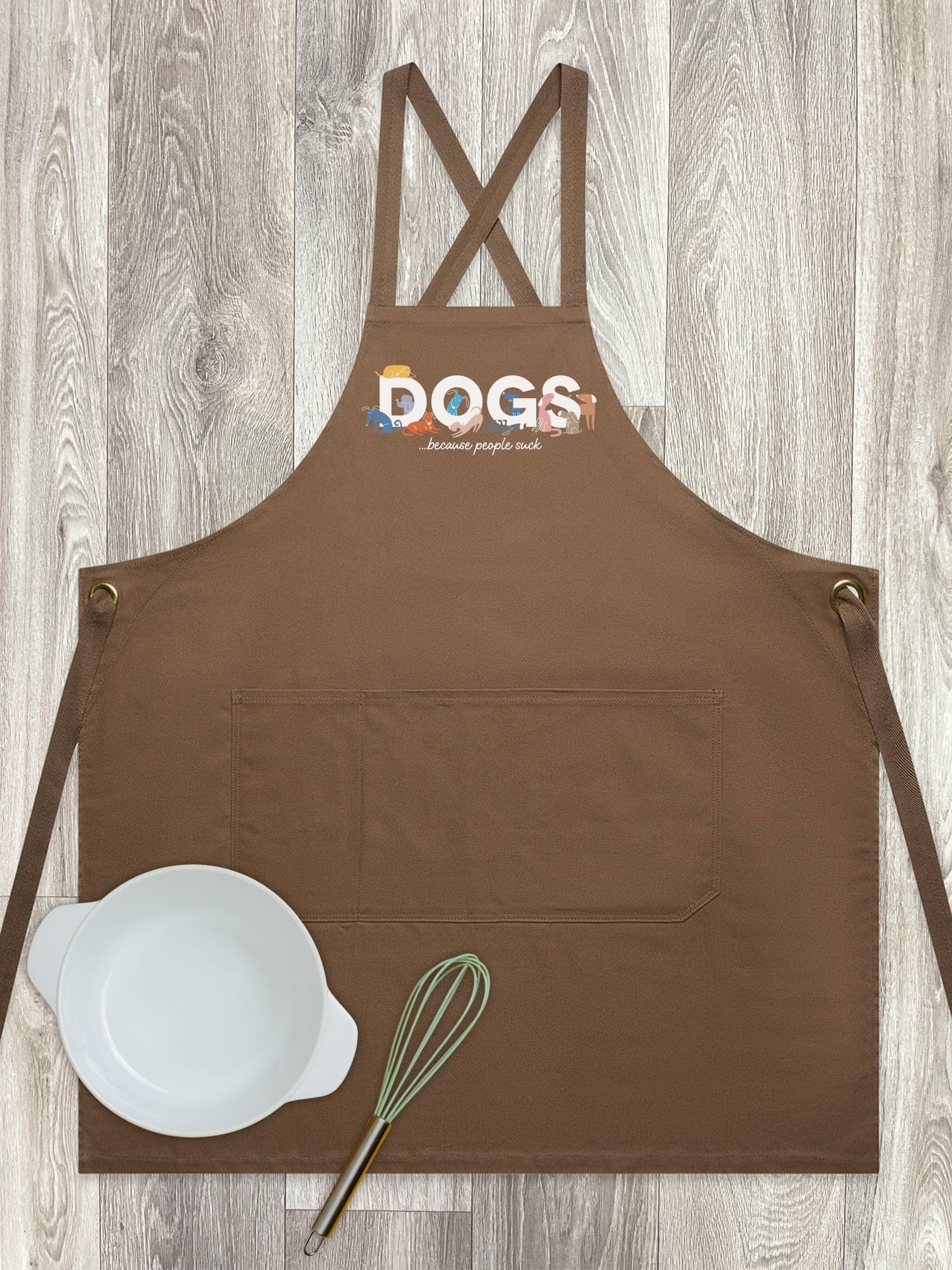 Dogs Because People Suck Jarrah Crossback Apron