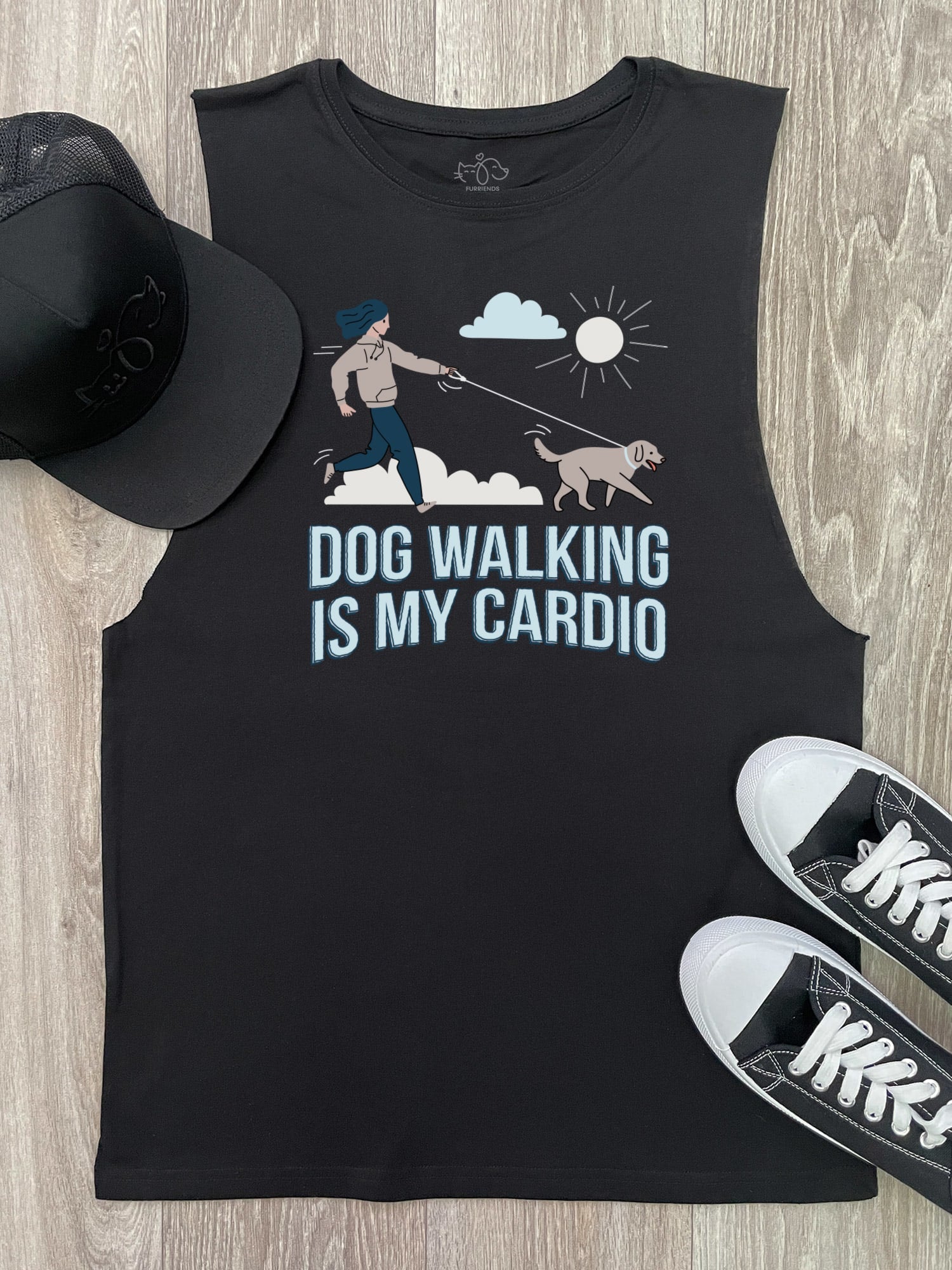 Dog Walking Is My Cardio Axel Drop Armhole Tank