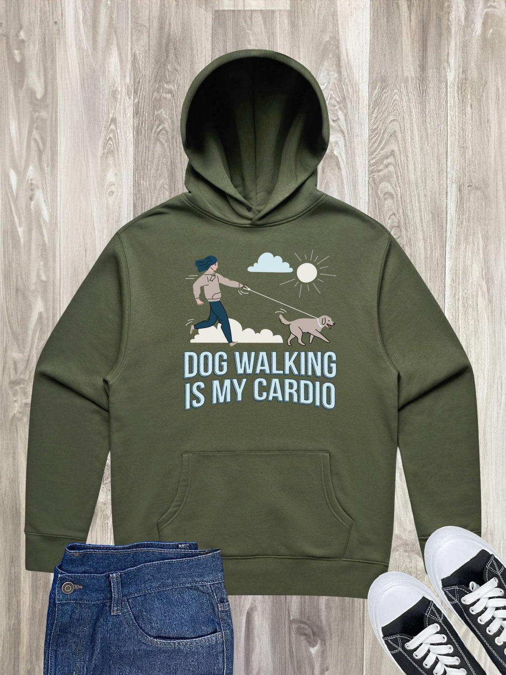 Dog Walking Is My Cardio Men's Comfort Hood