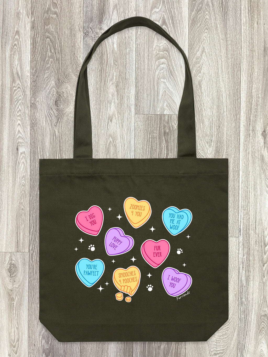 Candy Hearts - Dog Edith Tote Bag