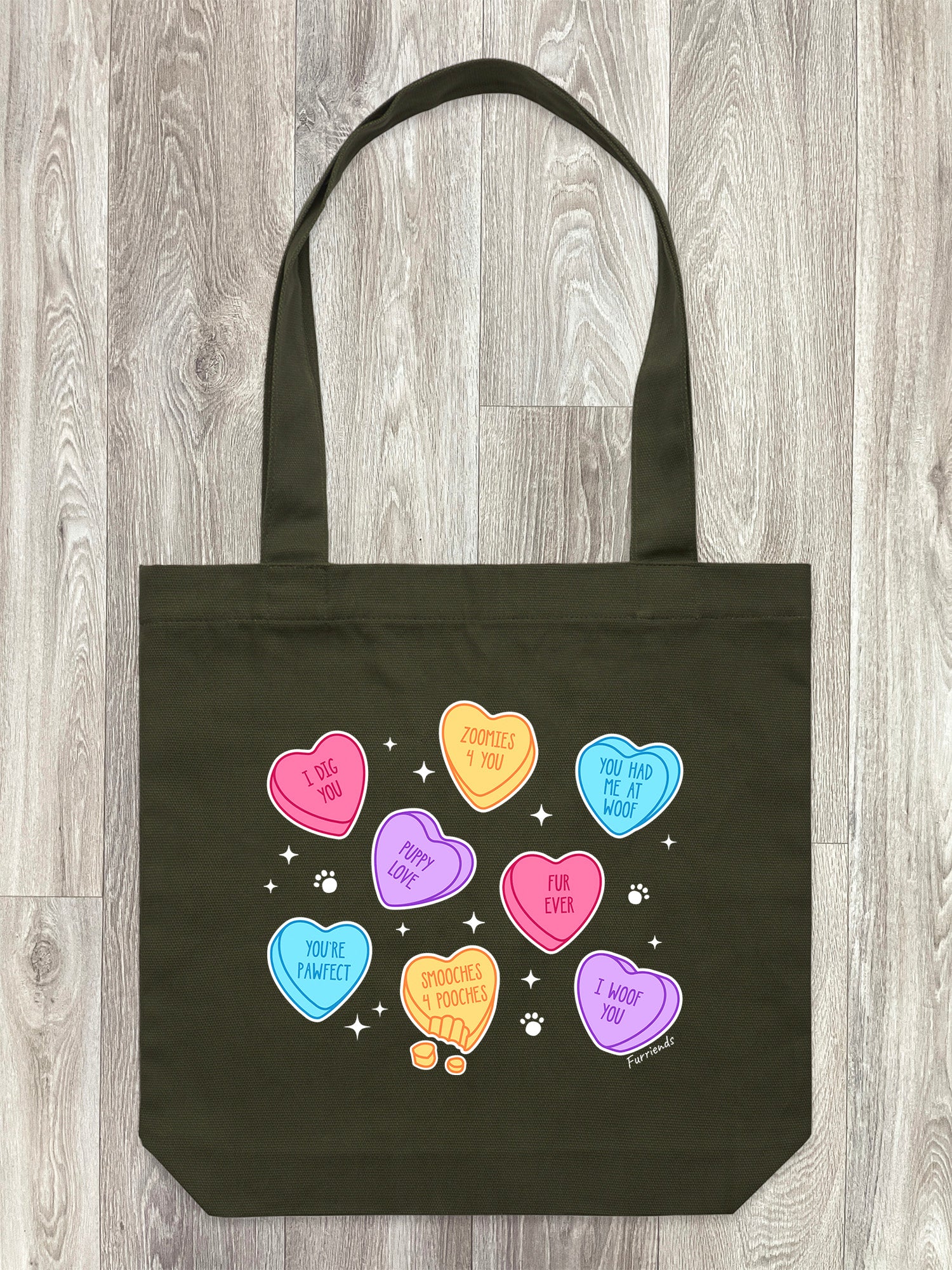 Candy Hearts - Dog Edith Tote Bag
