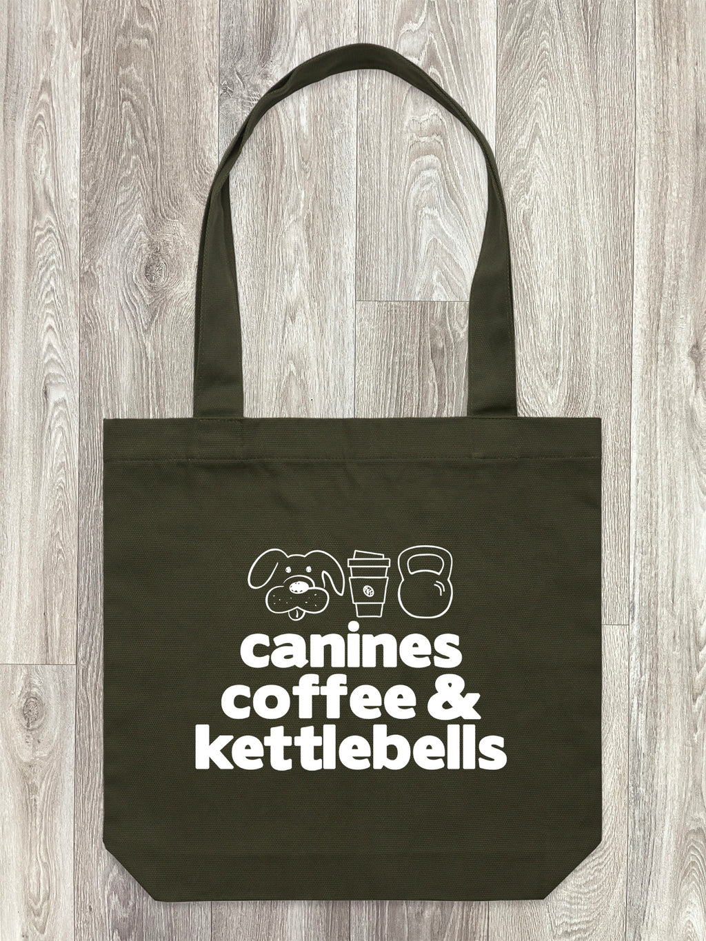 Canines, Coffee & Kettlebells Edith Tote Bag
