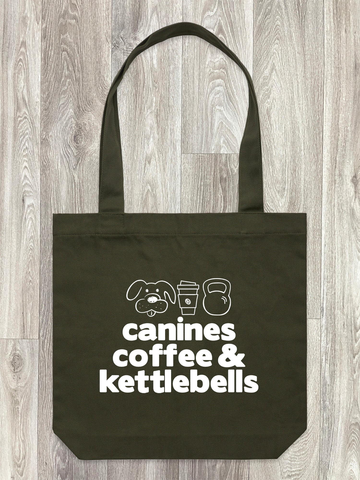Canines, Coffee & Kettlebells Edith Tote Bag