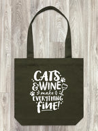 Cats & Wine Make Everything Fine Edith Tote Bag