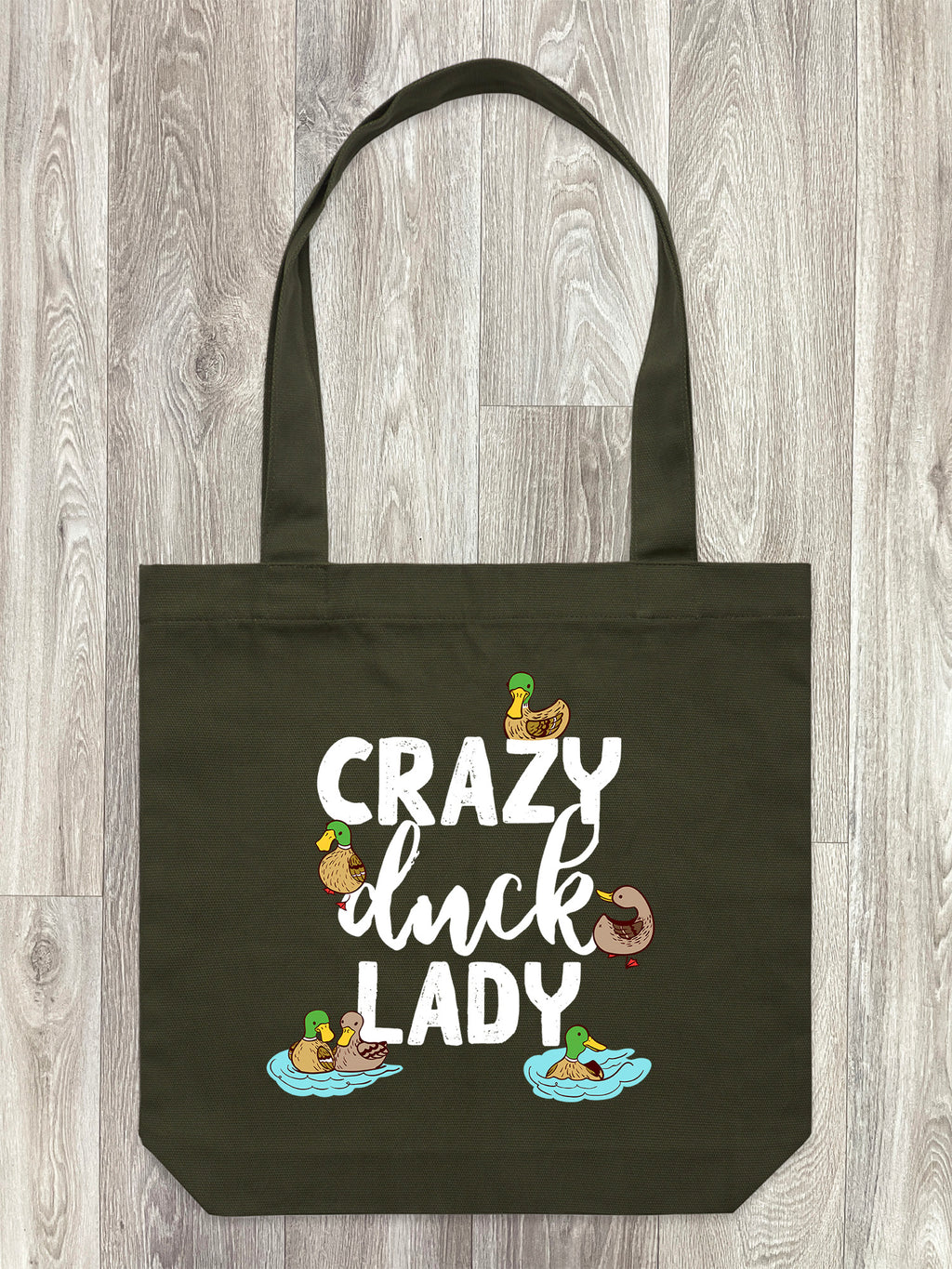 Crazy Duck Lady Edith Tote Bag