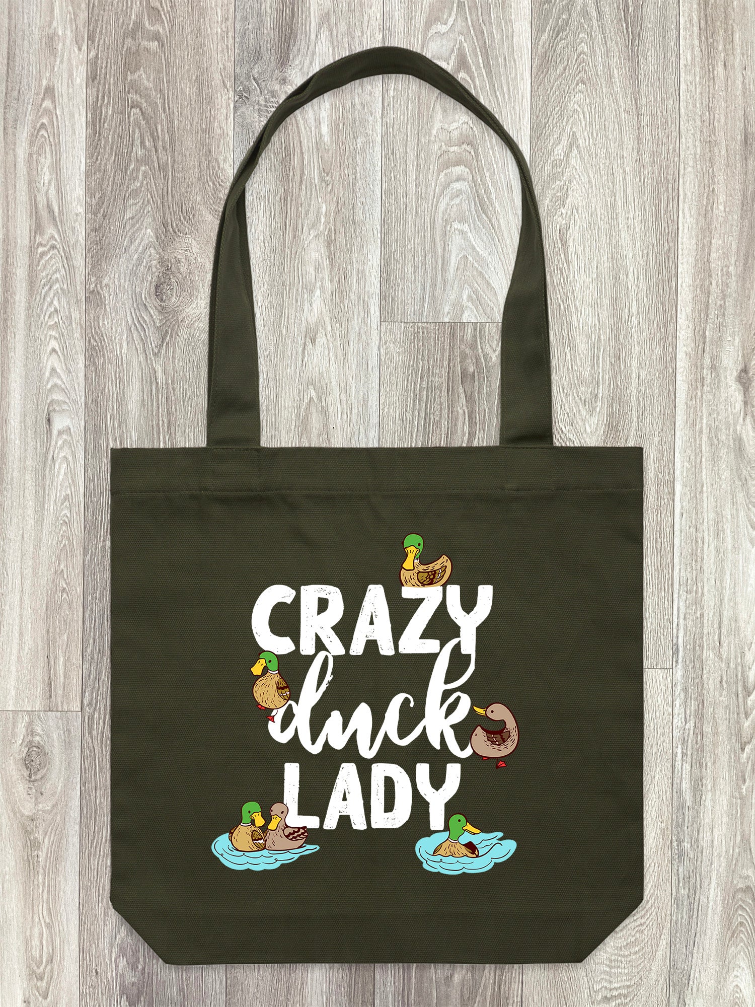 Crazy Duck Lady Edith Tote Bag