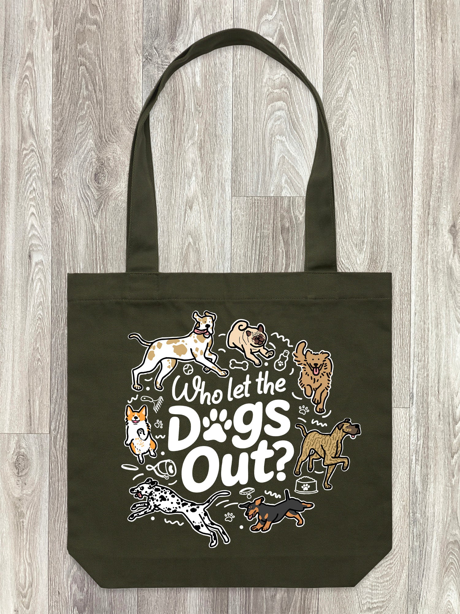 Who Let The Dogs Out? Edith Tote Bag