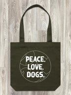 Peace. Love. Dogs. Edith Tote Bag