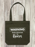 Warning. Easily Distracted By Horses Edith Tote Bag