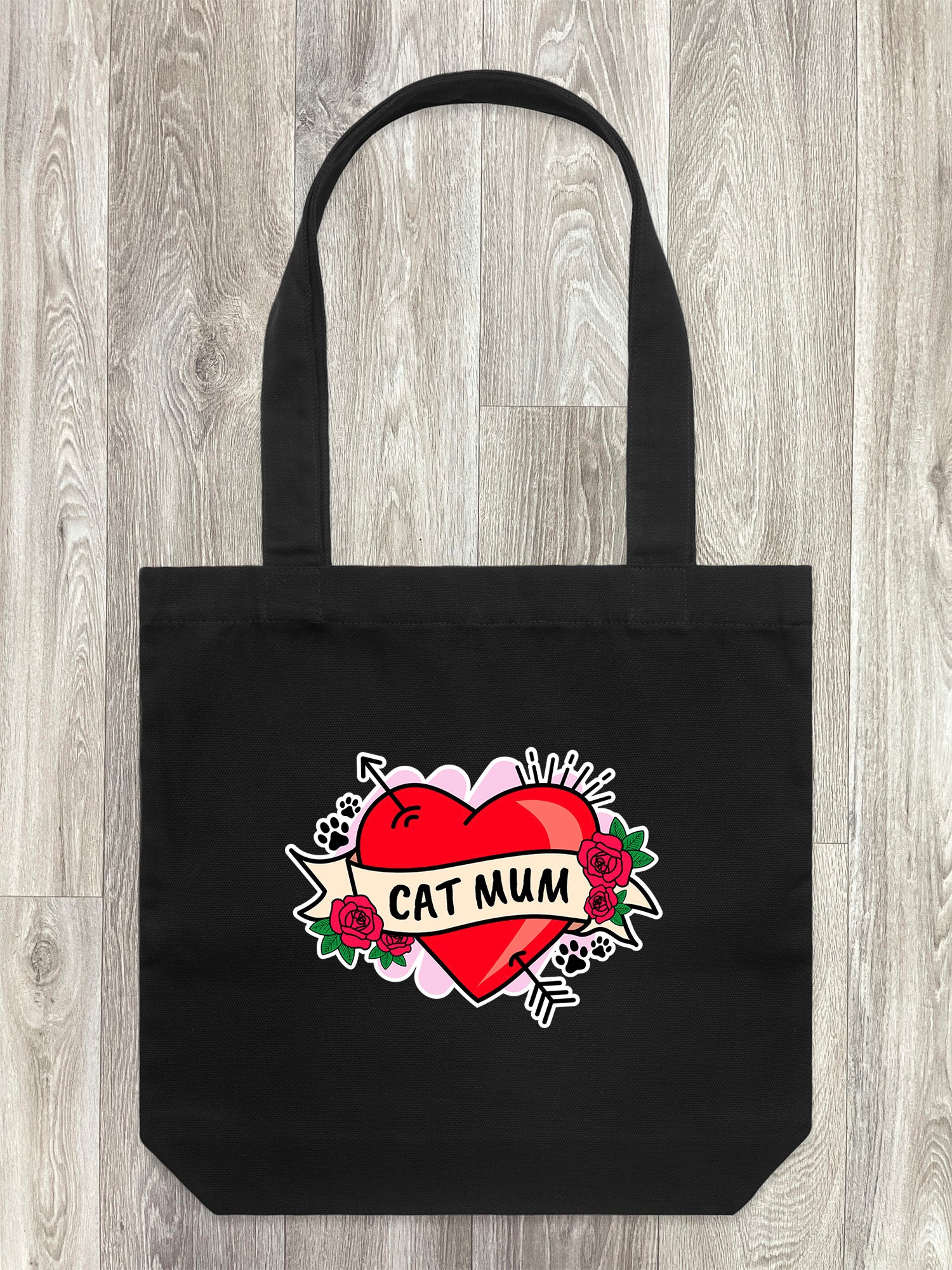 Cat Mum Heart Tattoo Edith Tote Bag