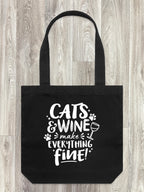 Cats & Wine Make Everything Fine Edith Tote Bag