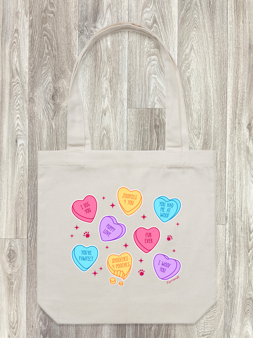 Candy Hearts - Dog Edith Tote Bag