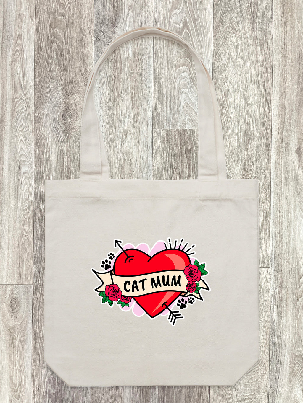Cat Mum Heart Tattoo Edith Tote Bag