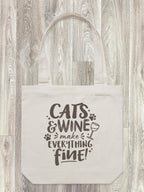 Cats & Wine Make Everything Fine Edith Tote Bag