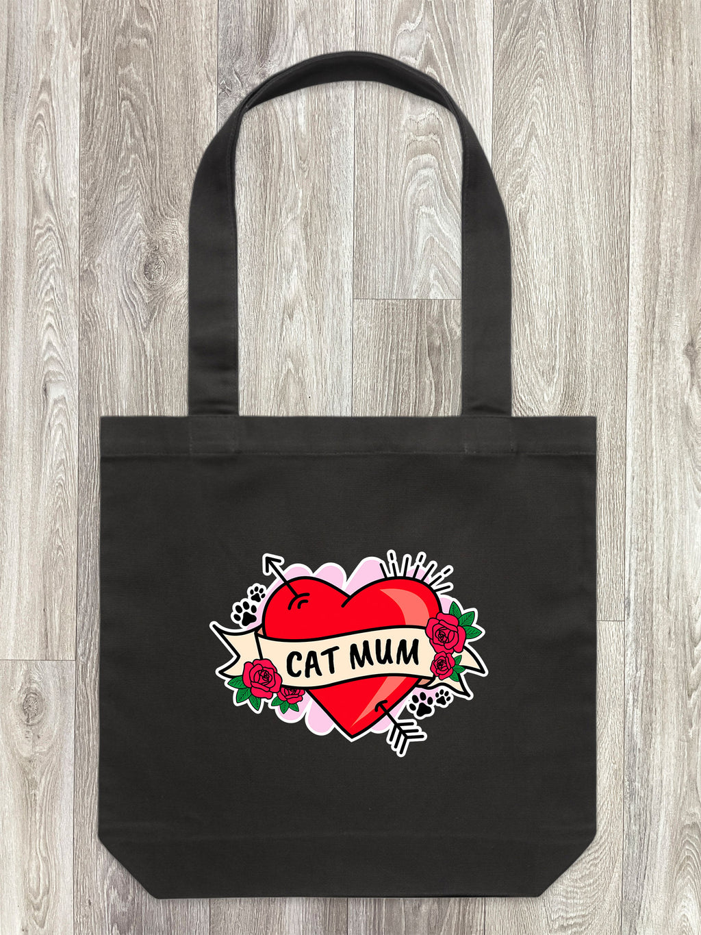 Cat Mum Heart Tattoo Edith Tote Bag
