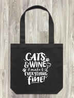 Cats & Wine Make Everything Fine Edith Tote Bag