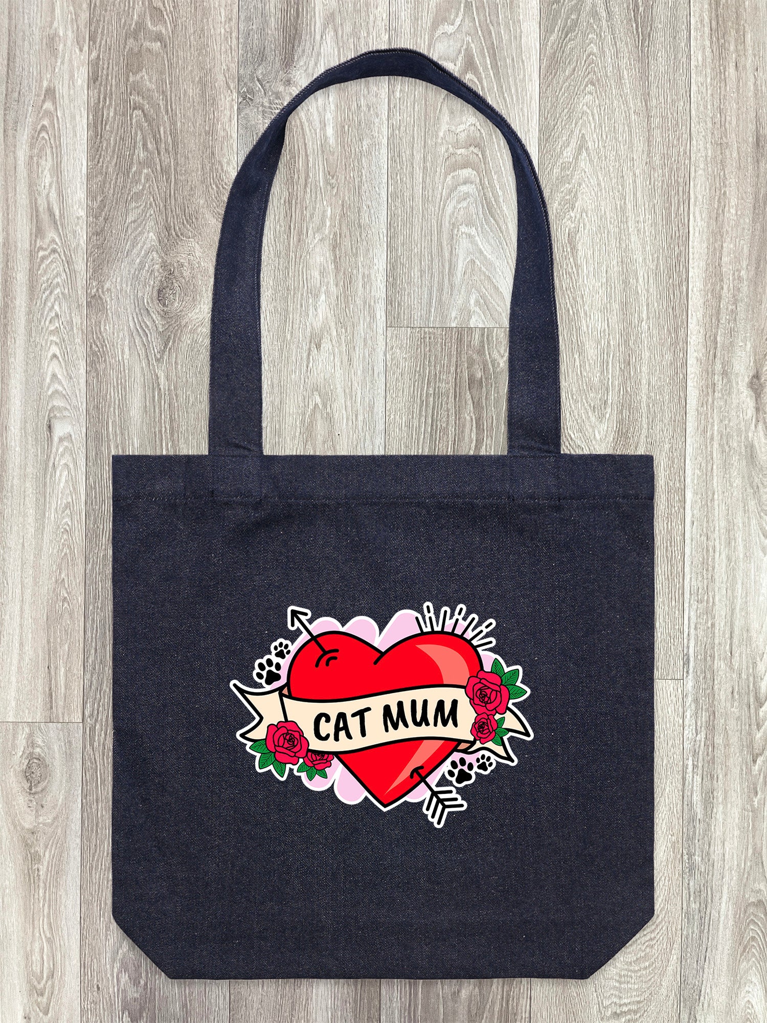Cat Mum Heart Tattoo Edith Tote Bag