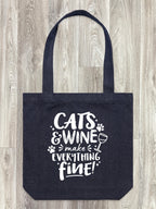 Cats & Wine Make Everything Fine Edith Tote Bag
