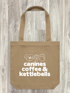 Canines, Coffee & Kettlebells Edith Tote Bag