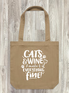 Cats & Wine Make Everything Fine Edith Tote Bag