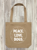 Peace. Love. Dogs. Edith Tote Bag