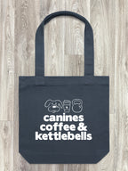 Canines, Coffee & Kettlebells Edith Tote Bag