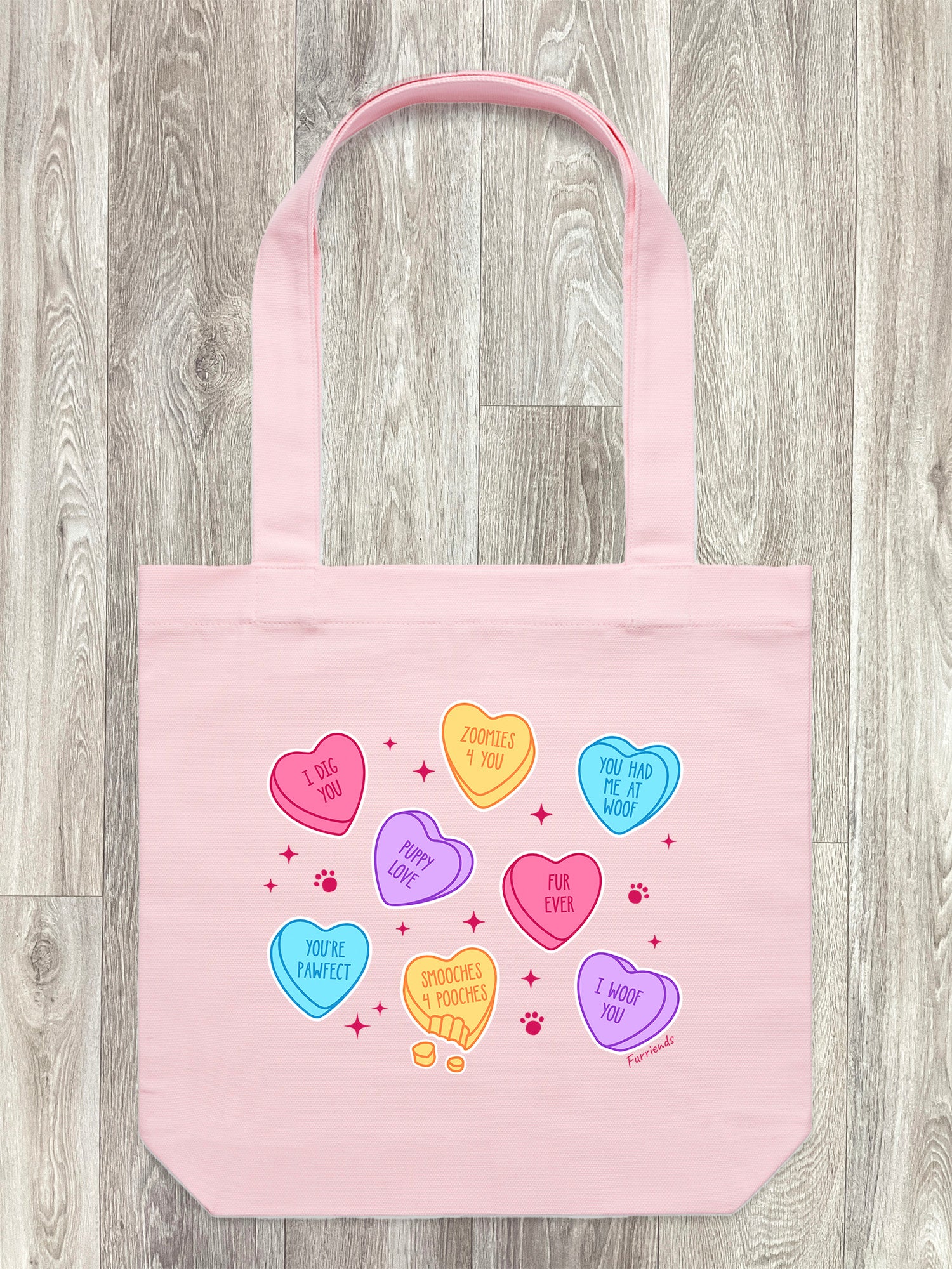 Candy Hearts - Dog Edith Tote Bag