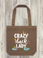 Crazy Duck Lady Edith Tote Bag