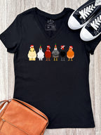 Merry Clucking Christmas Emma V-Neck Tee