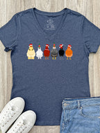 Merry Clucking Christmas Emma V-Neck Tee