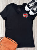 Cat Mum Heart Tattoo Emma V-Neck Tee