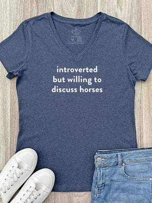 Introverted But Willing To Discuss Horses Emma V-Neck Tee