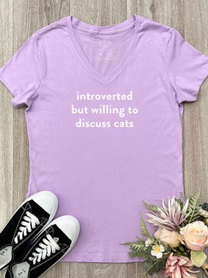 Introverted But Willing To Discuss Cats Emma V-Neck Tee